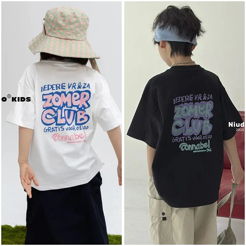 现货实体店童装波拉韩国夏男孩女生小中大儿童青少年上衣短袖T恤