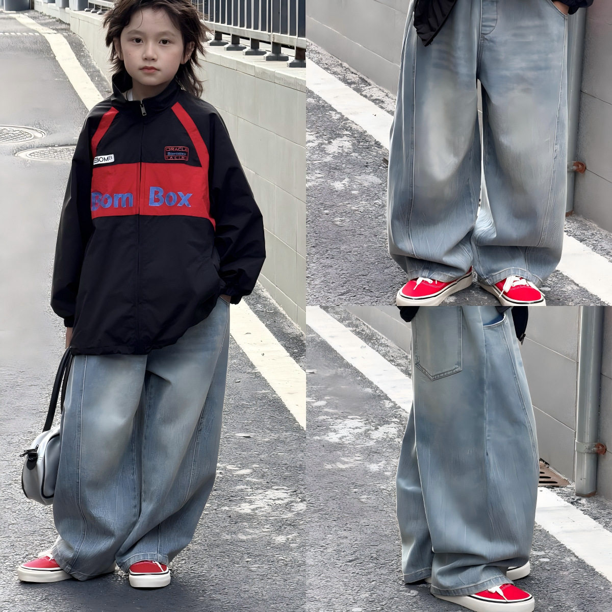 波拉实体店儿童装春夏新品5儿童男款浅色儿童牛仔裤弯刀童牛仔裤