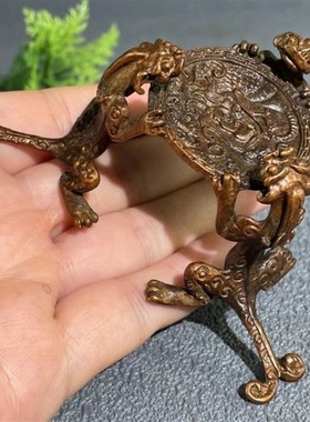 古风复古仿古做旧铜器三龙盖置搁架茶壶盖架茶具配件烛台桌面摆件