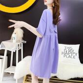 韩版 款 短袖 t恤裙中长款 宽松纯棉孕妇裙子 孕妇夏装 夏季 连衣裙时尚