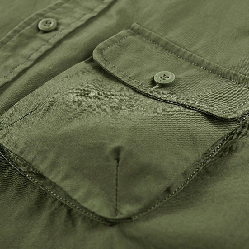 夏季新款短袖衬衫男士夏季纯棉工装美式休闲薄款纯色宽松衬衣外套