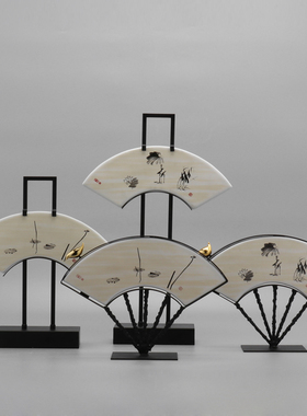 现代新中式创意铁艺陶瓷工艺品摆件会所酒店电视柜玄关酒柜装饰品