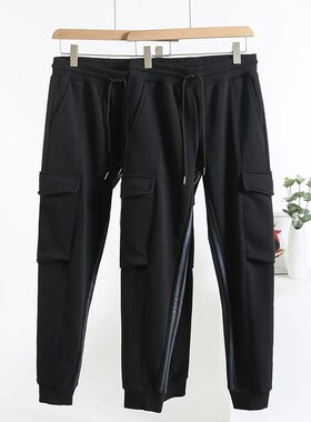 高克重银狐绒 男士多口袋工装束口运动休闲款秋冬加绒卫裤22363