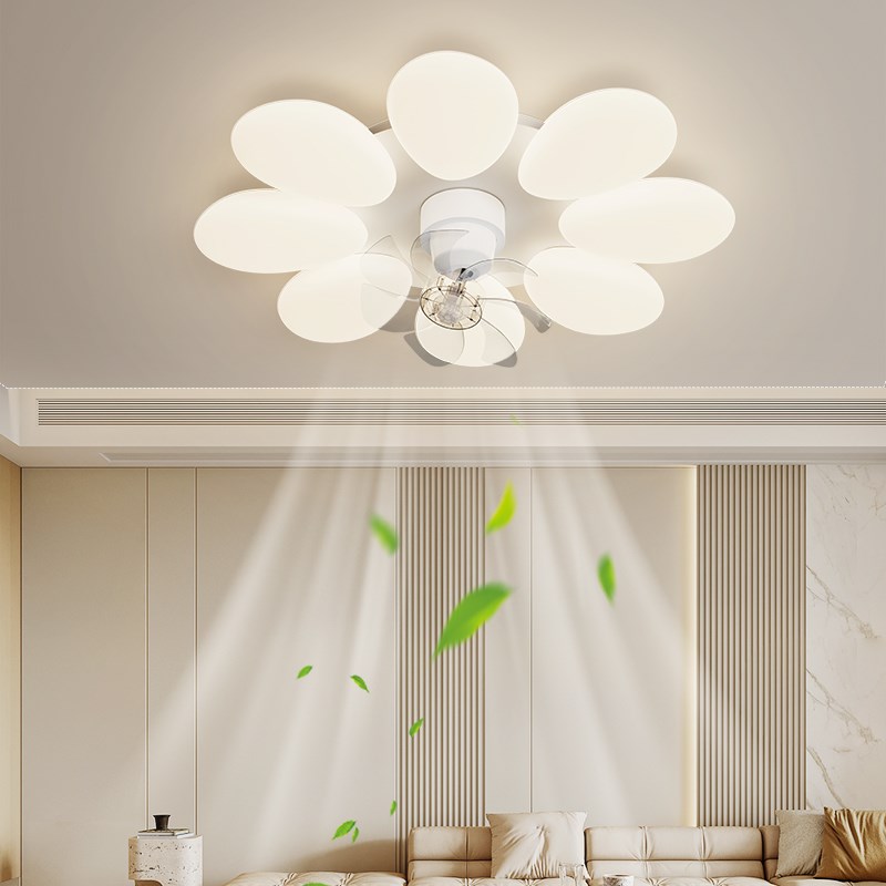 简约现代温馨浪漫主卧室风扇led吸顶灯 创意智能调光吊扇灯中山灯