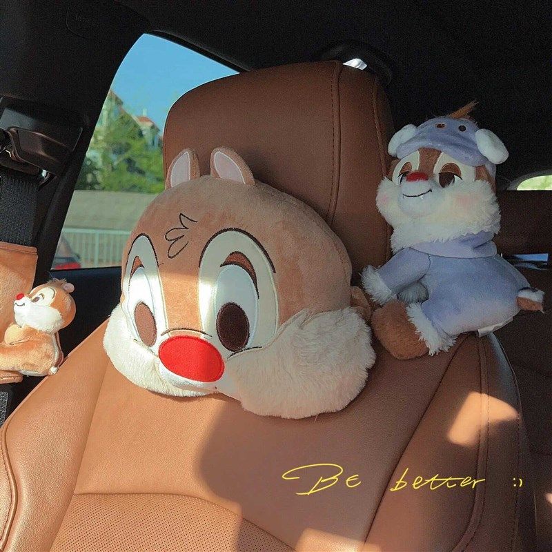 奇奇蒂蒂女生汽车头枕p护颈枕座椅腰托腰垫车内抱枕午睡枕高级毛