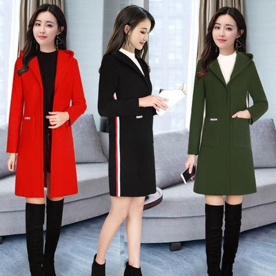 2023新款f秋冬毛呢外套女中长款韩版修身显瘦小个子呢子大衣厚女