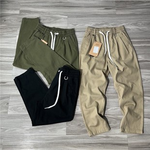 直筒裤 美单重磅全棉水洗阿美咔叽微锥裤 裤 男宽松工装 型松紧休闲裤