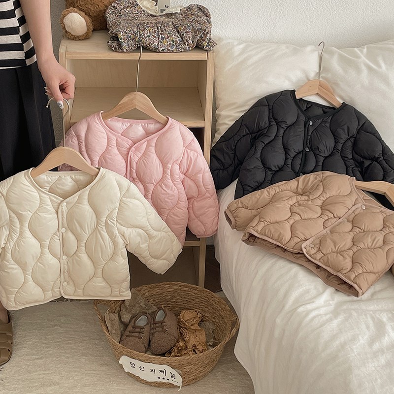 女童轻薄短款羽绒棉服男童新款A棉袄宝宝秋冬内胆洋气时髦百搭外