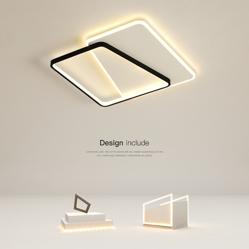 简约现代led主卧室灯方形北欧小客厅灯创意吸顶灯极简餐厅书房灯