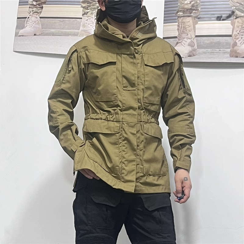 春秋男M65战术收腰风衣户外套防风中长款迷彩战地冲锋衣登山服