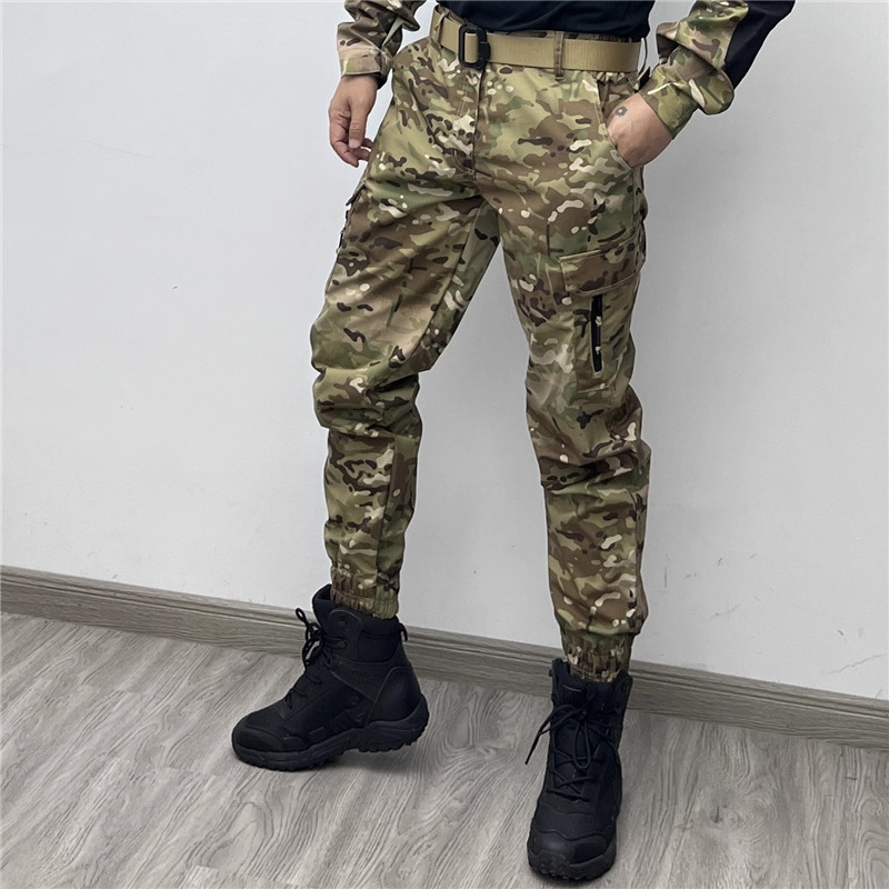 春夏户外男迷彩修身小脚九分裤战术收脚束脚工装休闲防水耐磨登山