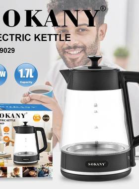 出口SOKANY09029水壶2200W1.7L电热水壶家用透明烧水壶KETTLE