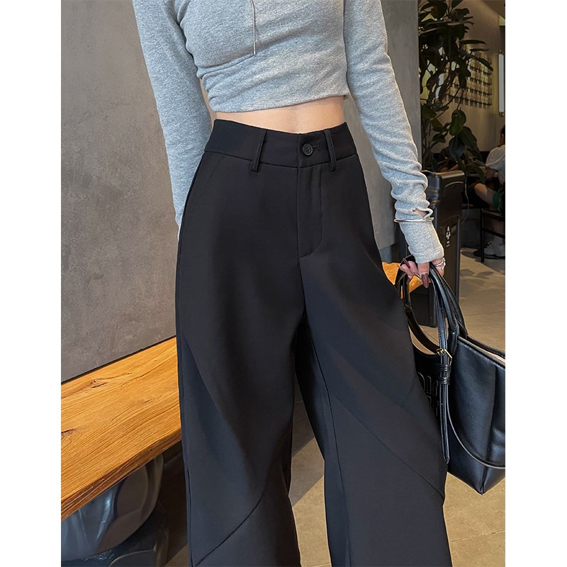 黑色阔腿裤女春秋季新款高级百搭喇叭西装休闲镰刀裤显瘦直筒长裤