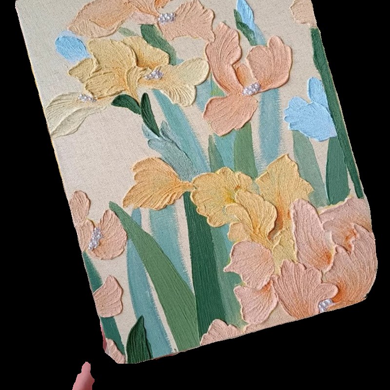 牡丹花卉立体diy肌理画材料包手工材料包非数字油画石英砂装饰画图片