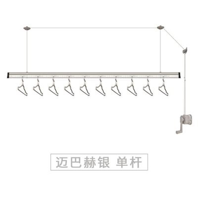 加厚家用手o摇电动单杆自动晾衣架固定晾衣杆伸缩滑轮晾 室内安装