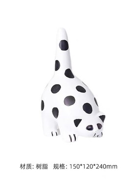 样板间儿童房书桌书柜摆件黑白波点可爱猫咪摆件男女孩软装装饰品