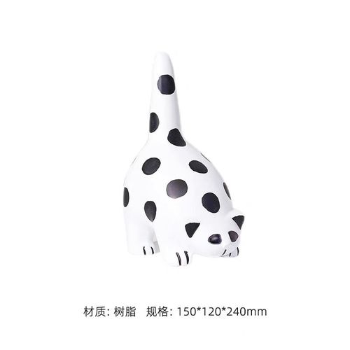 样板间儿童房书桌书柜摆件黑白波点可爱猫咪摆件男女孩软装装饰品
