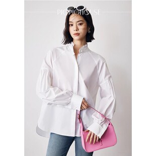 现货~ 木耳边领白S衬衫 S M