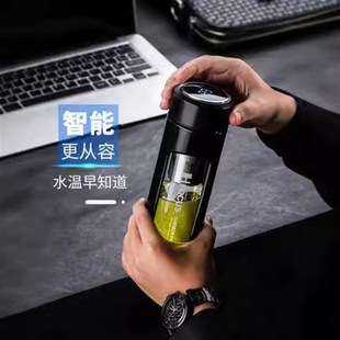 茶水分离玻璃杯男水杯防摔简约清新森系双层家用泡茶杯子商务