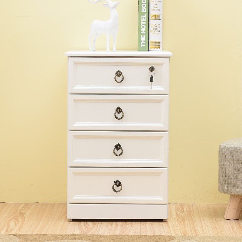 新款实木带锁抽屉式白色文件收纳柜木质斗橱三四五斗柜组合储