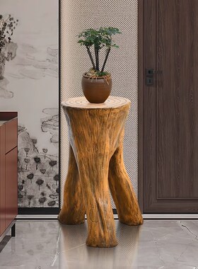 落地摆件流水景假山工艺鱼缸底座仿根雕玄关招财装饰花盆托架子