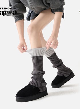 灰色袜套女秋冬季腿套y2k堆堆袜显瘦小腿袜白色可爱甜美春秋长袜