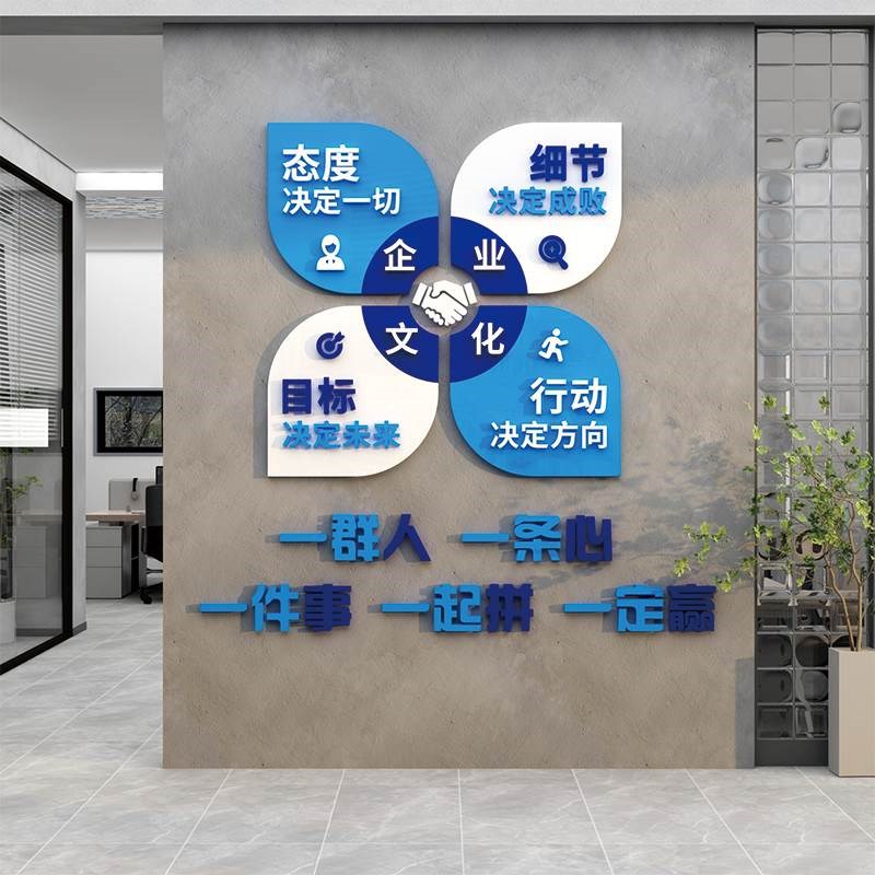 办公室氛围布置企业文化形象背景墙面装饰高级感司激励志标语贴纸