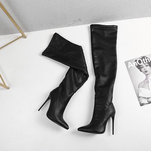 4546 长筒女靴子 12cm高跟过膝长靴大码 48特大码 靴子40