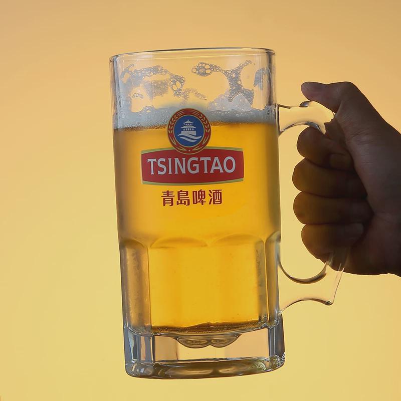 商用新款啤酒杯大号扎啤杯水杯加厚酒吧大容量泡茶杯带把玻新品