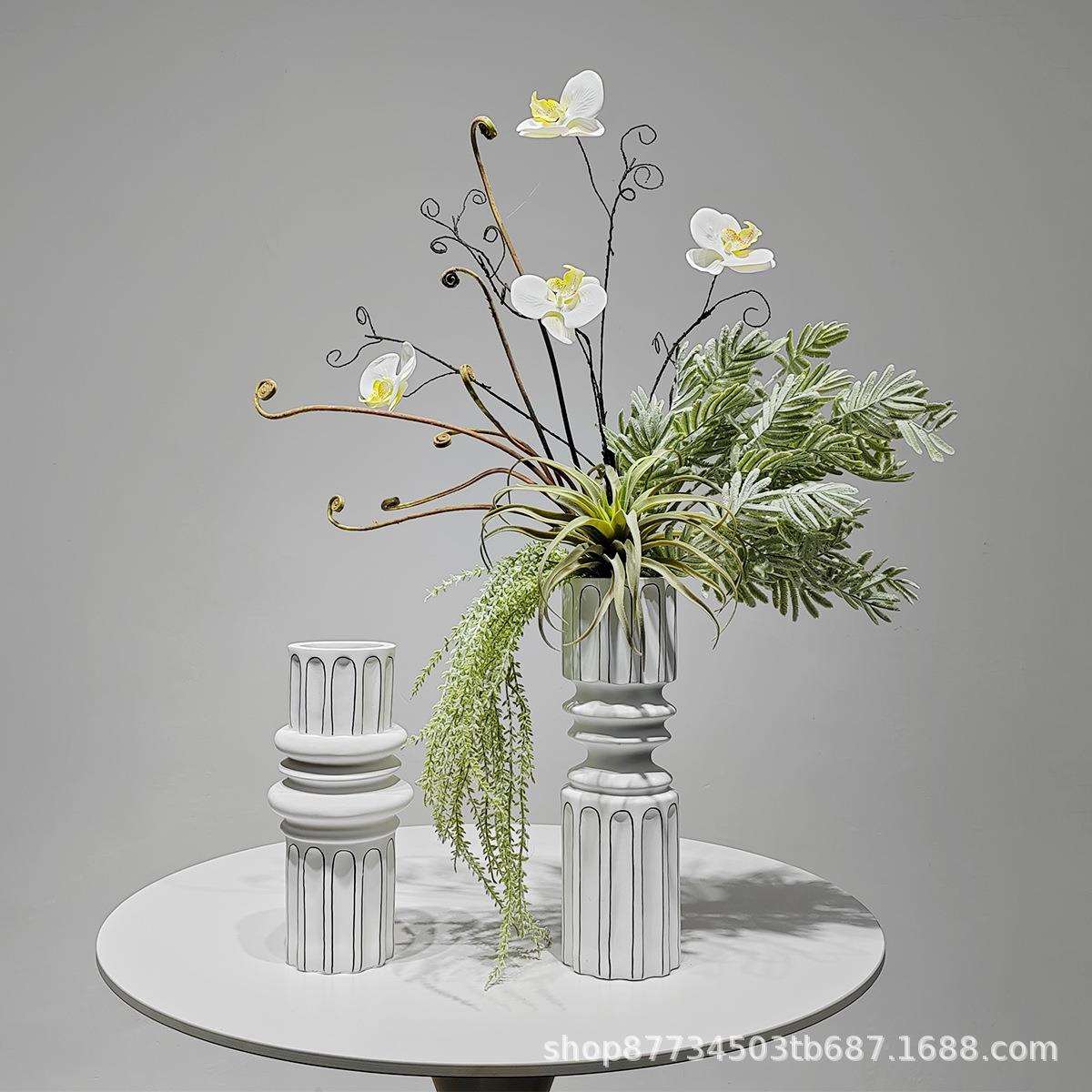 代轻奢仿真花现艺摆样板房客厅餐桌电视柜玄695关花器档高干花软