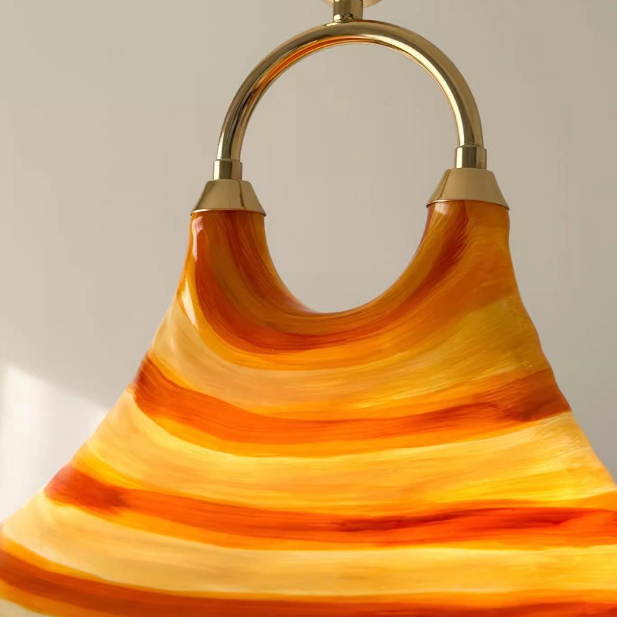 法式中台古餐厅吊668主灯可降复古彩绘灯设升计师喇叭饭厅岛床头