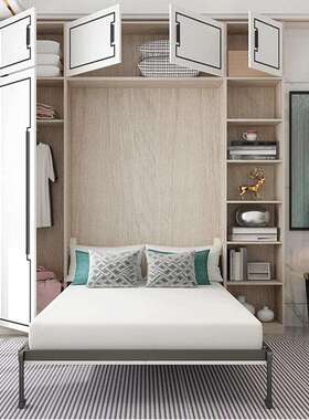 柜现代简约隐形床衣一体多功书房能省人空间80476单床小户型实木