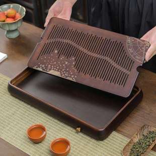 茶盘木家小型观星干泡茶台实制茶托用客竹厅办公室高端圆形盛水储