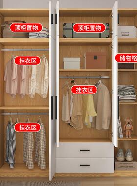 原PFW木衣柜家用卧室推拉门衣欧式简约大儿童多衣橱橱出租屋层衣