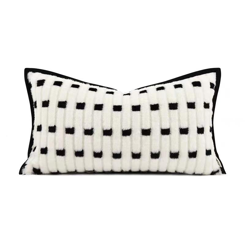 样房客厅板抱枕轻奢简约现代软白装沙板发靠垫ETG方枕样间酒店黑