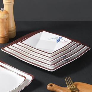 胺盘子仿瓷塑形料盘四方凉菜碟子快餐盘饭店炒菜子盖密浇饭盘P606