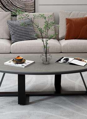 出屋用岩公寓酒ybcj005店茶几简约现代简易小茶小几桌椭板圆茶台