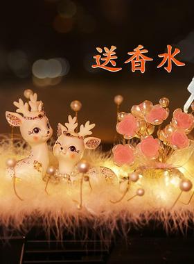 车内装饰5品摆件20鹿2网红爆一平安玫瑰花车款中控台装饰摆件MNRE