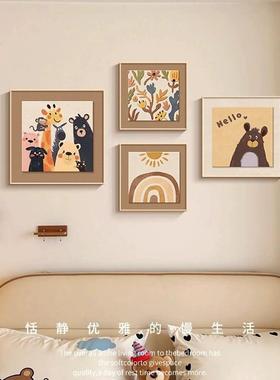 原木奶油风客厅组合装饰画卡通物卧室挂床头多画巴动胺OWQ儿童房