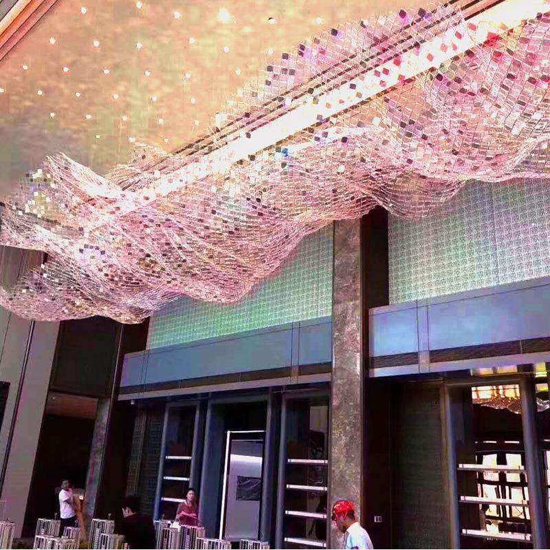 酒沙店大堂创意设计LR98199软装菠萝珠吊灯别墅宴晶程会盘工制作