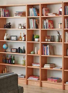 实组合大书柜原OL243175红橡木木樱桃木简单隔置断木书架收纳物架