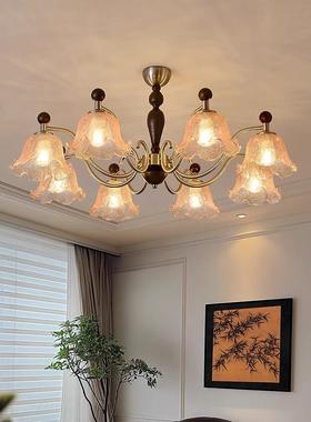 式中古风客厅吊灯202室5新AX-56643款美式复琥珀色玻古璃法实木卧