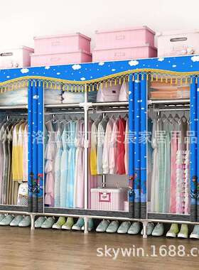 衣柜钢管加粗加固加厚大号经济简易衣柜布衣橱SIN家厂C88布2艺17