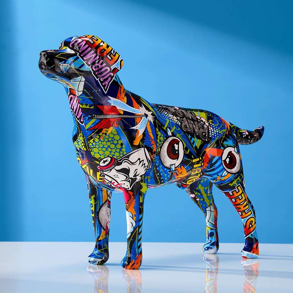 奢轻桌面玄关拉拉多树脂工装艺品布摆件动物家AQB居软装饰品小摆