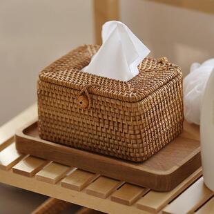 手工藤编纸盒用办公桌客卫生间餐巾抽纸车载TSR纸家巾盒厅车用摆