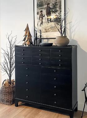 JYR美式轻饰奢实木古关柜后现代简玄约装储物餐边柜法式复斗柜入