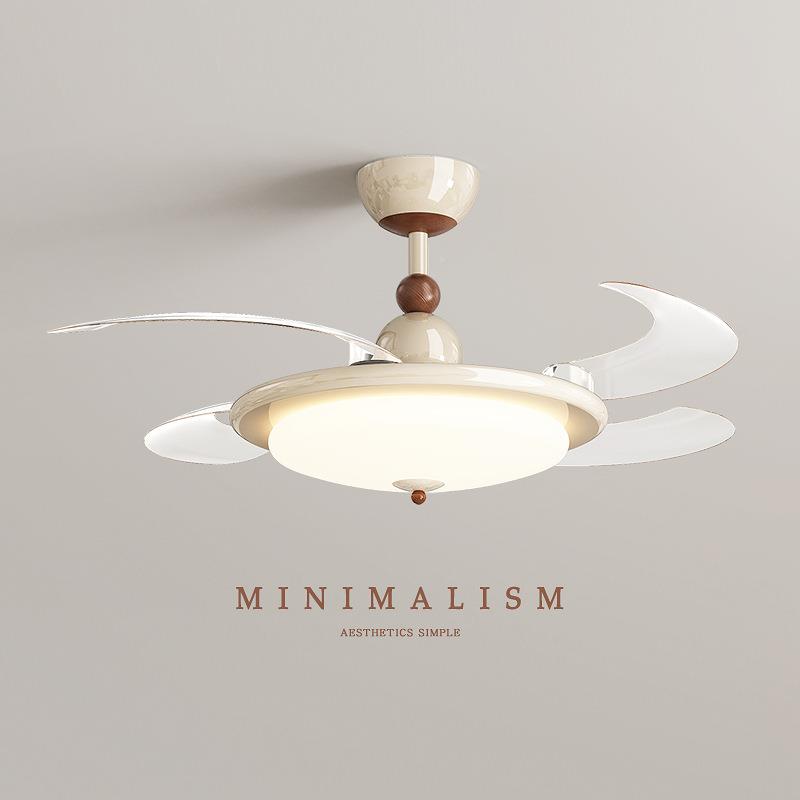 中古油11风餐厅吊灯扇奶现代简约卧室隐静音形电扇灯2025新款风扇