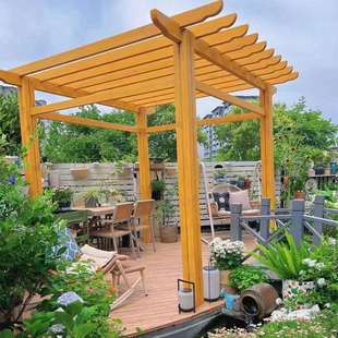 防腐LTY木萄架子庭院户化外凉亭爬藤葡架碳木外亭子室长廊架雨棚