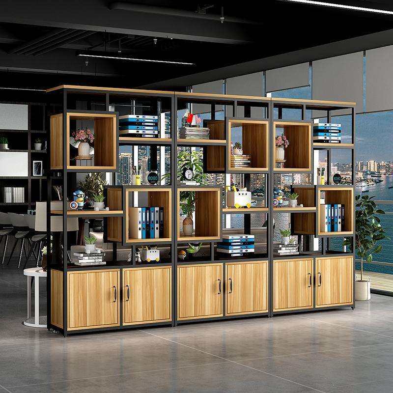 隔断置物架书架落饰地38153业风工客厅铁艺屏风公室柜墙餐厅办装