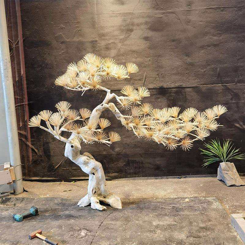 观新中式仿迎真客树松松树牙签松造WMK型景室内造景假树软装禅意
